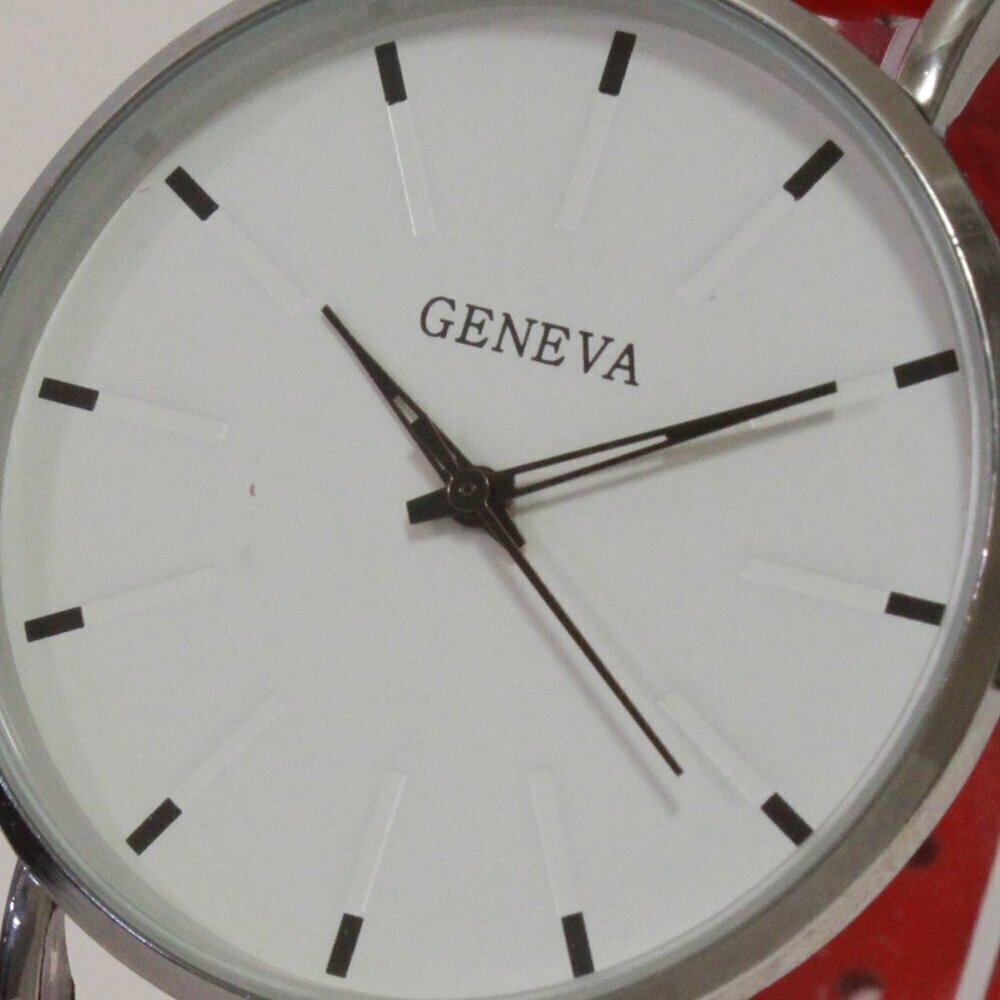 Men's Minimalist Fashion Watch Silver Case White Dial Red Strap 40mm - Picture 14 of 14